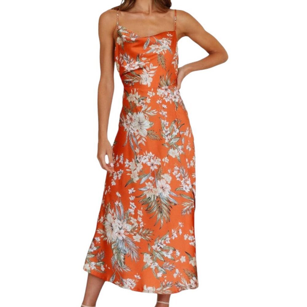 Floral Orange Maxi Dress